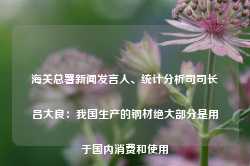 海关总署新闻发言人、统计分析司司长吕大良：我国生产的钢材绝大部分是用于国内消费和使用